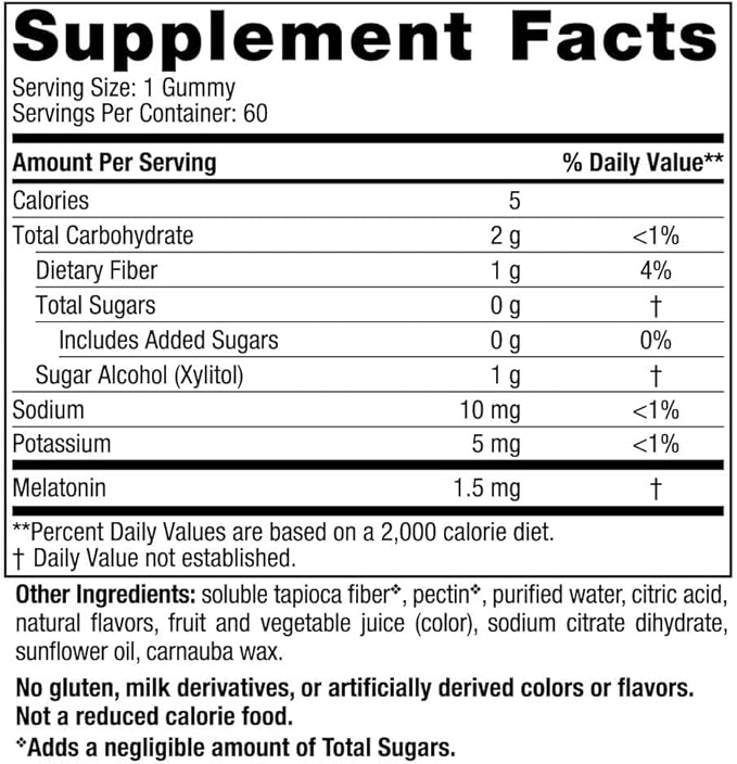 Nordic Naturals Zero Sugar Melatonin Gummies, Raspberry - 60 Gummies - 1.5 mg Melatonin - Great Taste - Restful Sleep, Antioxidant Support - Non-GMO, Vegan - 60 Servings