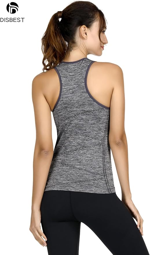 Disbest Yoga Tank Top, Women's Performance Stretchy Quick Dry Sports Workout Running Top Vest with Removable Pads