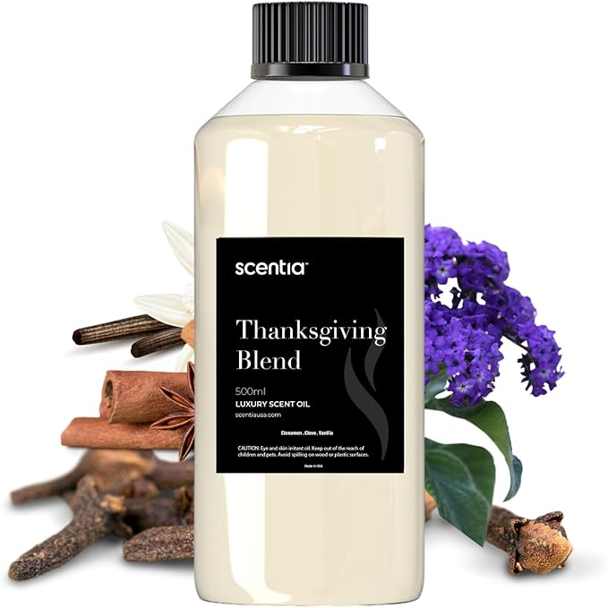 Scentia Thanksgiving Blend Essential Oil – 500ml Premium Holiday Diffuser Oil with Cinnamon, Clove, Vanilla & Coconut | Bulk Aromatherapy for Homes, Spas, Hotels & DIY Crafts