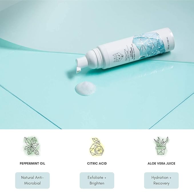 Snow Fox Skin Care Cooling Foam Cleanser - SLS- Free Face Wash with Organic Aloe Vera & Peppermint Water - Gentle< Non _ Drying Formula for Oily, Combination & Sensitive Skin - 5oZ