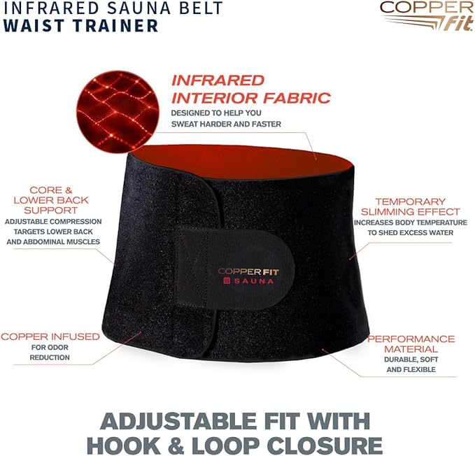 Copper Fit Infrared Sauna Belt Waist Trainer for Men & Women – Increases Sweat, Supports Core & Adjustable Compression