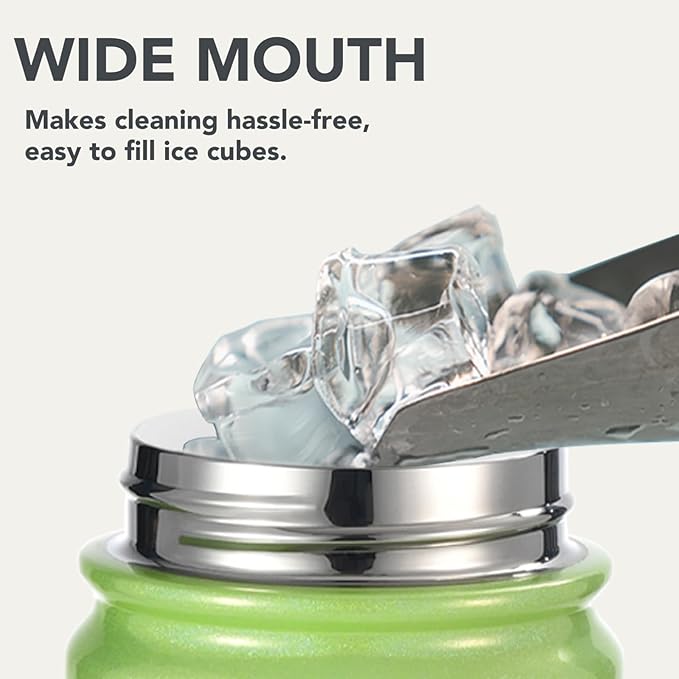 Insulated Stainless Steel Water Bottle with Straw, Ceramic-Lined, BPA-Free & Leak-Proof, 24 oz, Neon Dew