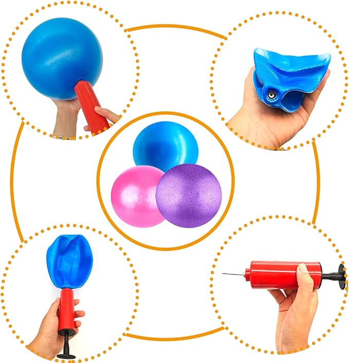 Small Exercise Yoga Ball for Pilates, Barre & Physical Therapy – Includes Air Pump, Anti-Burst, Easy to Inflate– Home & Gym Fitness Accessory