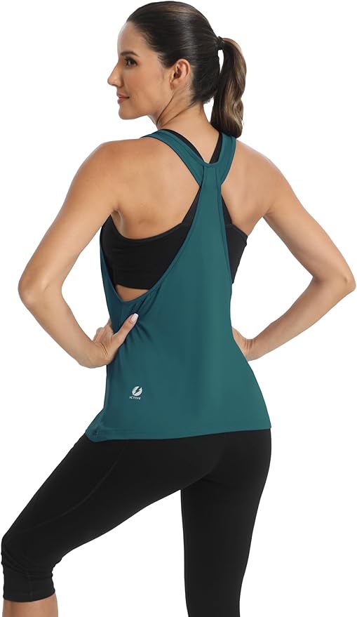 ICTIVE Workout Tops for Women Sleeveless Open Back Muscle Racerback Exercise Tank Shirts