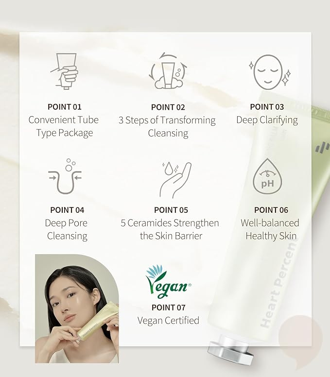 Heart Percent Commas On Life Clarifying Cleansing Balm, Sherbet-Oil-Milk Transforming Makeup Remover Vegan Daily Face Wash Cleanser for All Skin Types, 80ml (2.7oz)