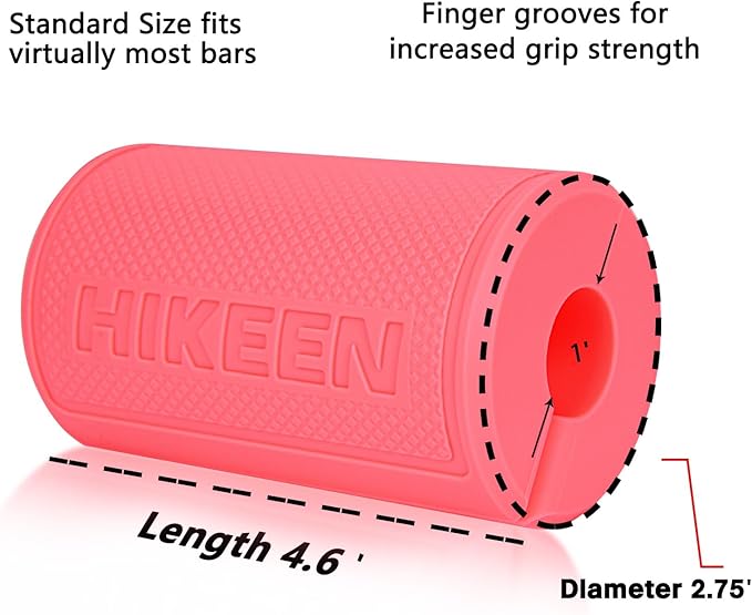 Hikeen Thick Bar Dumbbell Grips,Non Slip Hard Rubber Barbell Grips,Grips for Weight Lifting, Muscle Building-1.77", 2", 2.25" & 2.75" Outer Diameter