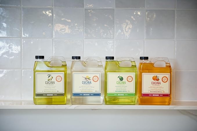 Cucina Fruits & Passion Hand Soap Refill – 1 Liter (33.8 oz) Coriander and Olive Tree – Purifying Organic Kitchen Hand Soap with Olive Oil – Vegan and Moisturizing Formula