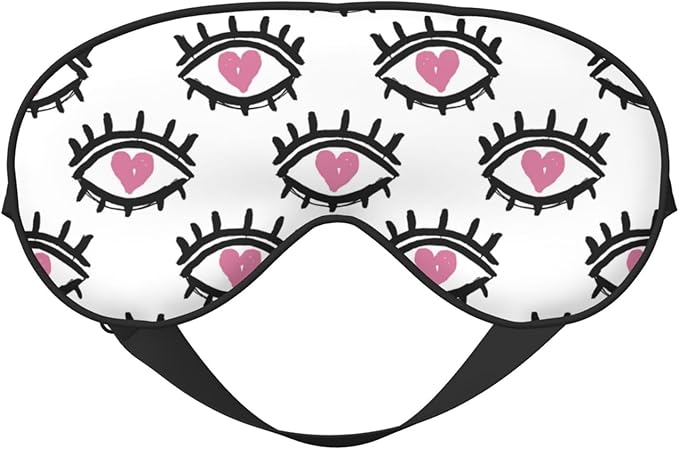 Sleep Eye Mask Cute Pink Loving Eyes Sleep Mask for Women Men Comfortable Eye Mask with Adjustable Strap Soft Eye Cover Blindfold for Travel Yoga Nap Shift Work