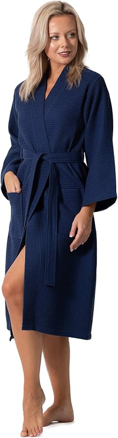 Waffle Knit Lightweight Kimono Spa & Bath Robes for Women - Quick Dry - Soft