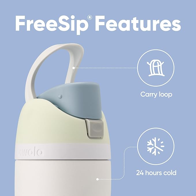 Owala FreeSip Insulated Stainless Steel Water Bottle with Straw for Sports, Travel, and School BPA-Free Sports Water Bottle, 24 oz, Iced Breeze