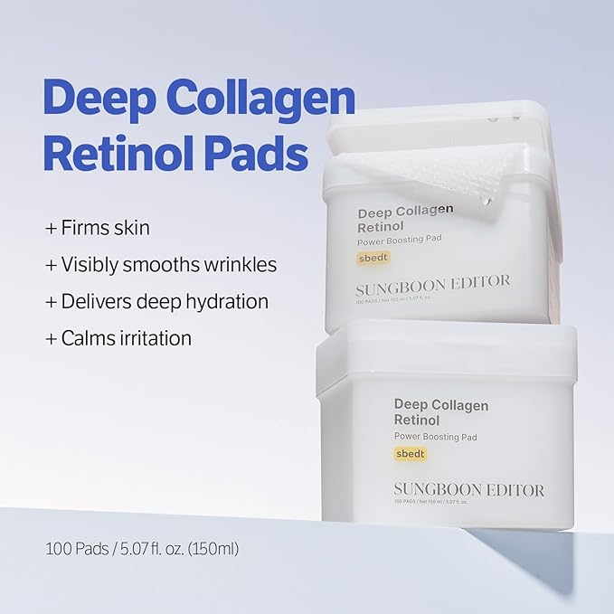 SUNGBOON EDITOR Deep Collagen Ultimate Collagen Glow Set | Filler Serum, Glowy Mist, Retinol Capsule Cream, Pads & Overnight Mask | Anti-Wrinkle, Hydration & Skin Elasticity Set