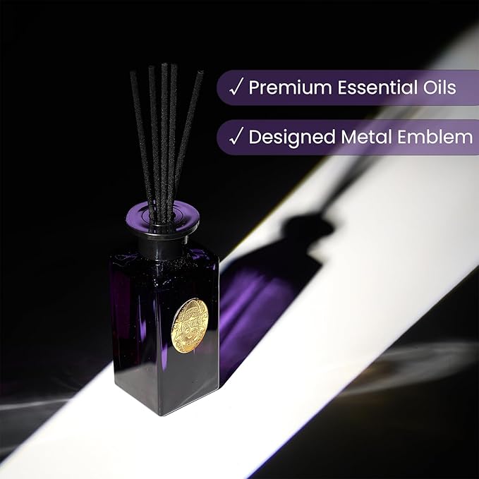 M&SENSE 6.3 oz Large Reed Diffuser Set | Lavender Eucalyptus Scent Oil Diffuser with Sticks | Hotel Collection Non-Toxic Essential Oil |for Bedroom Bathroom Living Room