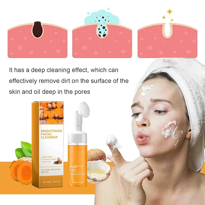 Turmeric Wash And Care 3 Piece Set, Turmeric Trio Facial Wash, Cleansing Mousse, & Soap, Jabon de Curcuma, Deep Cleansing Exfoliating Moisturizing Skin Care Set for Face & Body (3Sets, 3)