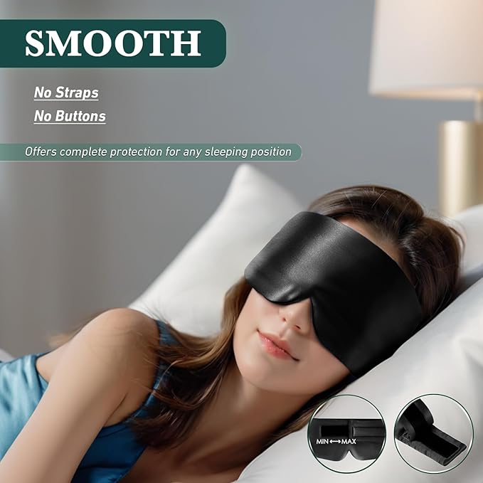 Joyhabit Silk Sleep Mask for Women and Men, Classic Black, Luxurious Comfort for Relaxation & Beauty Sleep, Ultra Soft & Breathable, Protects Hair & Skin