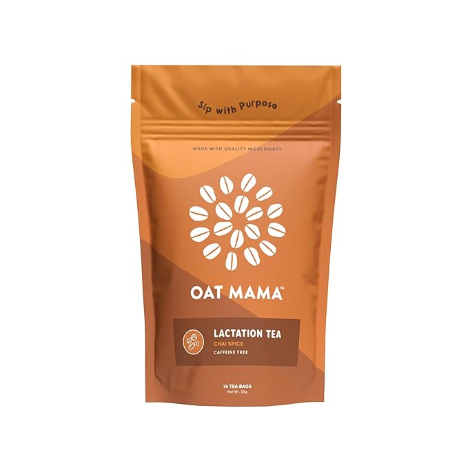 Oat Mama Lactation Tea for Breastfeeding Moms - Chai Spice | Breastfeeding Essentials for Milk Supply Increase | Organic Lactation Support & Postpartum Recovery