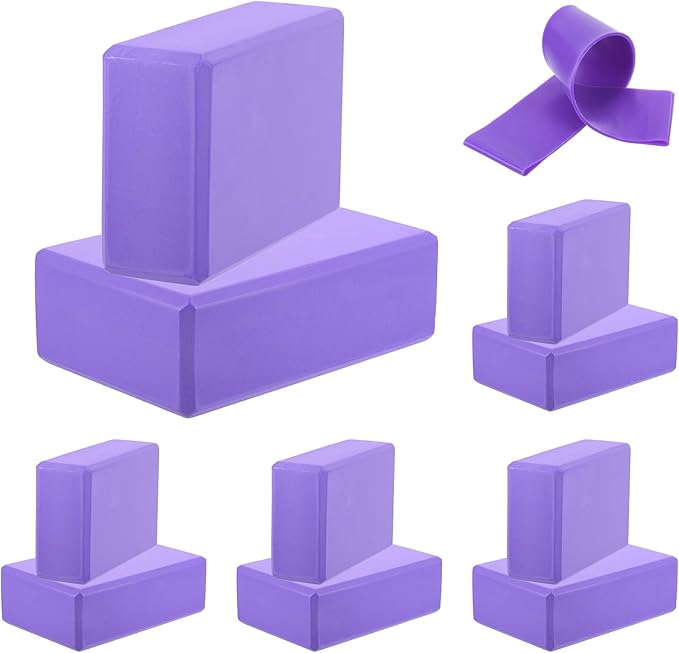 PATIKIL Yoga Blocks & Resistance Band Set, 10 Pack High-Density EVA Foam Yoga Block Bulk 9"x6"x3" Non-Slip Dance Brick Lightweight for Women Gym Stretching Yoga Pilates