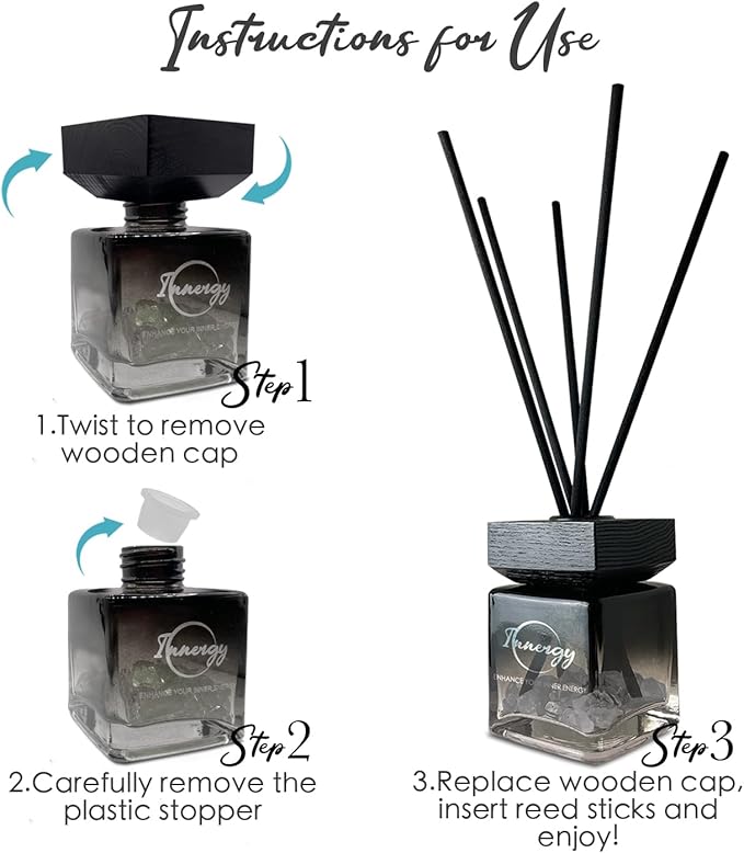 Innergy Aries Zodiac Crystal-Infused Reed Diffuser – 100ml Aromatherapy Essential Oil Diffuser for Home – Long-Lasting Scent, Natural Crystal Energy for Relaxation & Balance