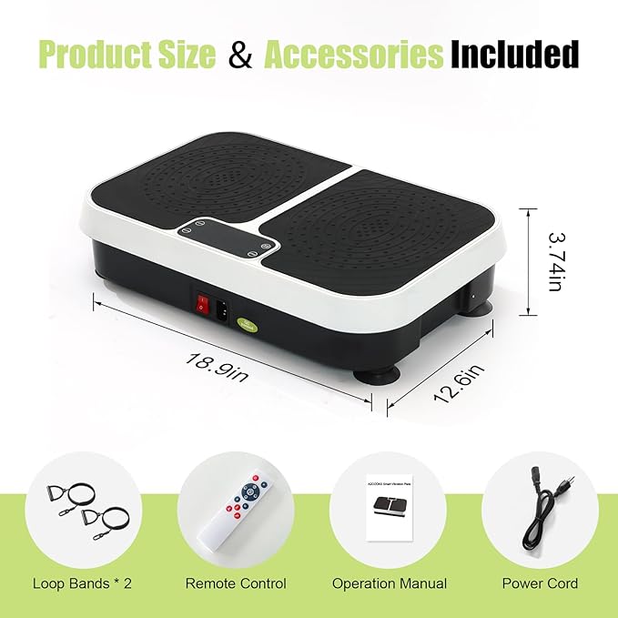 Homesy Vibration Plate Exercise Machine, Vibrating Plate for Lymphatic Drainage, Full Body Shaking Workout Fitness Platform Board, Sport Gym Equipment for Weight Loss Fat Burner