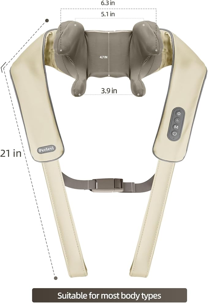Cordless Neck Massager with Heat, Electric Neck Shoulder Massager with Heat, Kneading, 6-Point for Deep Tissue Pain Relief, Rechargeable Battery, Brushless Motor