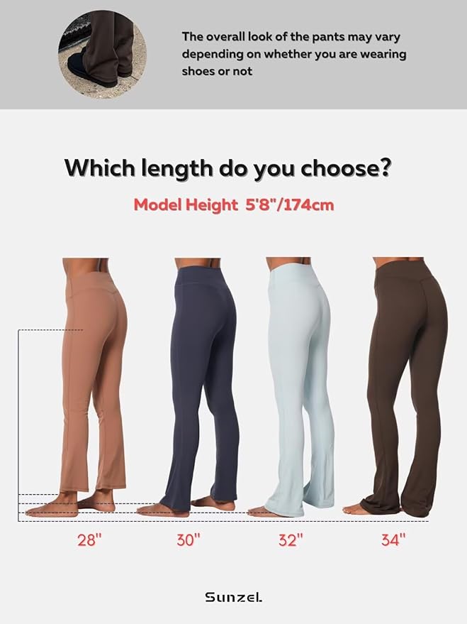 Sunzel High Waist Mini Flared Leggings for Women, Tummy Control Casual Flare Yoga Pants for Yoga Workout Gym