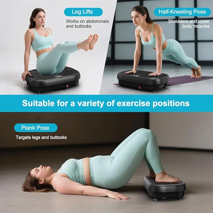 Relife Vibration Plate Exercise Machine Fitness Platform Whole Body Shaker Vibrate Stand Board Lymphatic Drainage Shaking for Weight Loss Fat Burning with 2 Resistance Bands Home Gyms Workout,400Lbs.