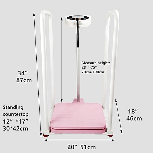 Assist The Elderly in Measuring Weight gain While Standing, with an Electronic Scale with armrests, Suitable for use in clinics, Hospitals, Schools, Nursing Homes (Pink)