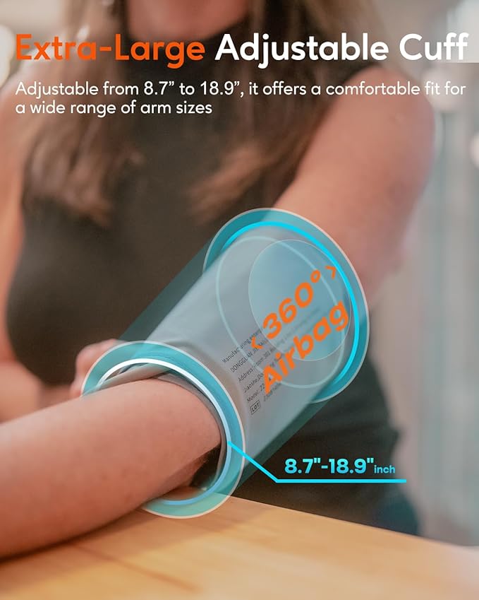 arboleaf Blood Pressure Monitor for Home Use, Accurate Upper Arm Smart Digital BP Machine with Bluetooth App Sync, Rechargeable Large Color Display, 2-User Memory, Adjustable Wide Cuff 8.7″–18.9″