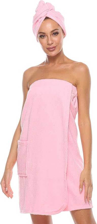 Knuffnee Women's Bath Wrap Towel Shower Spa Body Wrap Adjustable Closure Bathrobe