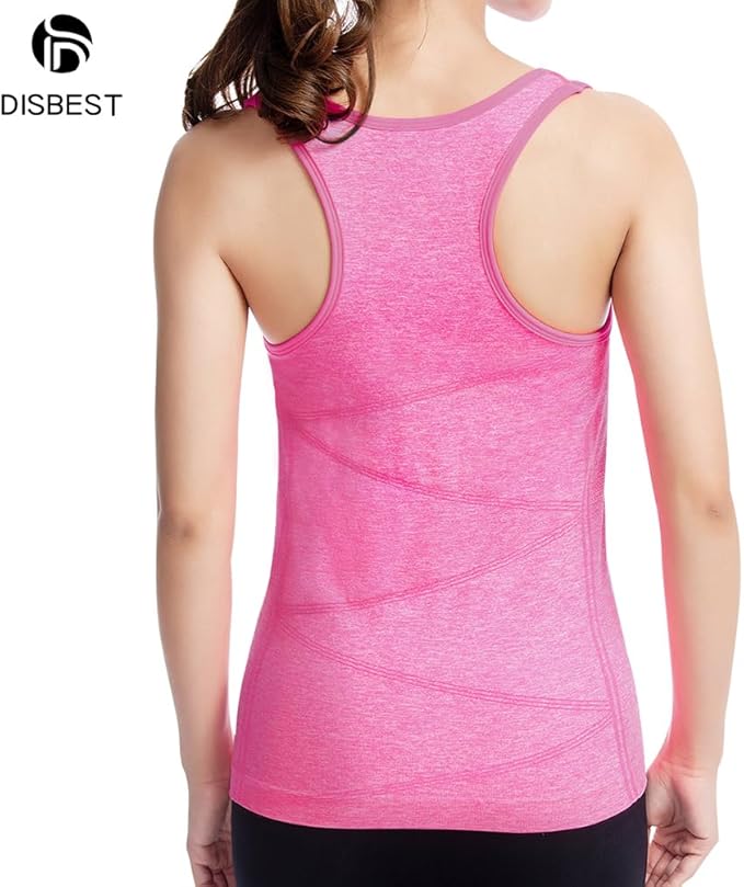 Disbest Yoga Tank Top, Women's Performance Stretchy Quick Dry Sports Workout Running Top Vest with Removable Pads