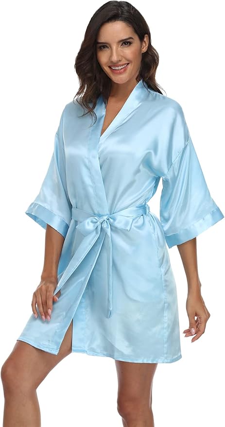 Women's Pure Short Silky Robes Bridesmaid Bride Party Satin Robes Sleepwear