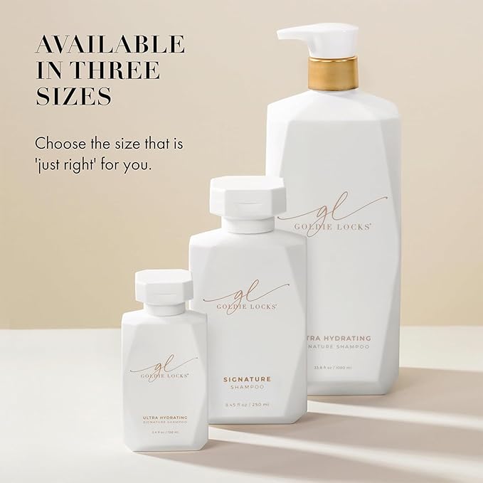 Goldie Locks Travel Size Hydrating Shampoo & Full-Size Conditioner Set - Sulfate, Paraben & Protein-Free - Frizz Control & Shine - Color & Extension Safe - 3.4 fl oz + 8.45 fl oz (Packaging May Vary)