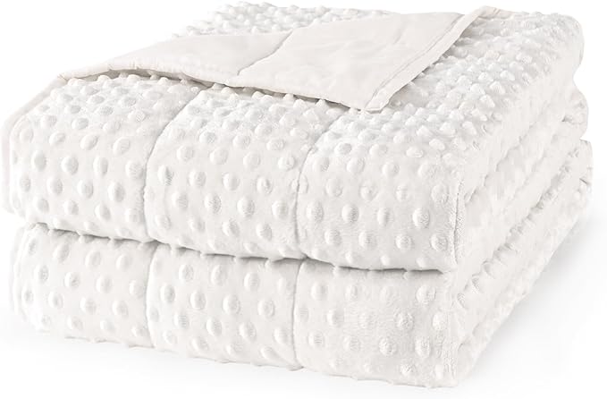 Mr. Sandman Weighted Blanket for Adults, Heavy Blanket for Woman,Man Sleeping/Calm, Soft and Cozy Weighted Throw Blankets, Machine Washable, 48 x 72in, 12 lbs, White
