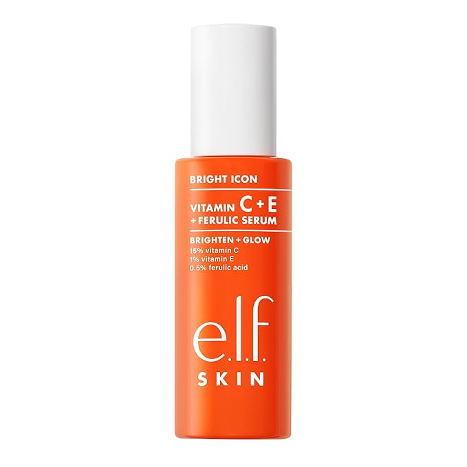 e.l.f. SKIN Bright Icon Vitamin C + E + Ferulic Serum, Brightening & Soothing Face Serum, Helps Even Skin Tone, Vegan & Cruelty-Free, 1 fl oz