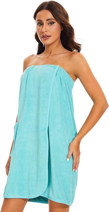 Knuffnee Women Bath Towel Robe Spa Body Wrap Shower Bathrobe Adjustable Snap Closure