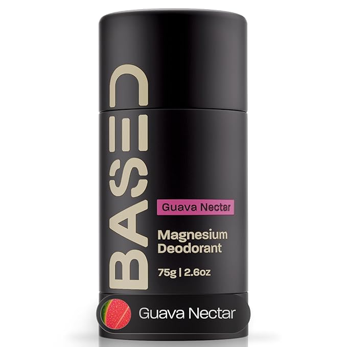 BASED Performance Deodorant For Men, All Day Odor Protection, Aluminum Free with Magnesium, Beeswax & Shea Butter, 100% Paraben, Sulfate, Phthalate Free, Naturally-Derived Guava Nectar Scent