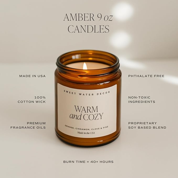 Sweet Water Decor Gingerbread and Spice Soy Candle - Cinnamon, Vanilla, and Gingerbread Scented Candle for Home - Christmas Candle 9oz Clear Jar, 40 Hour Burn Time, Made in The USA