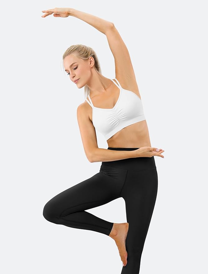 Women's Cross Back Sports Bra Padded Strappy Medium Support Yoga Bra for Workout Fitness 3 Pack