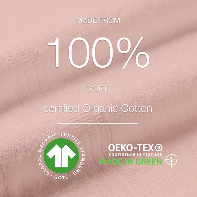 HOMELOVER 4 Piece Luxury Hand Towel Set - 100% Organic Cotton, 500 GSM, Hotel Quality, Highly Absorbent, Soft & Quick Drying Bathroom & Kitchen Towel for Face & Hand Washing (Seashell Pink)