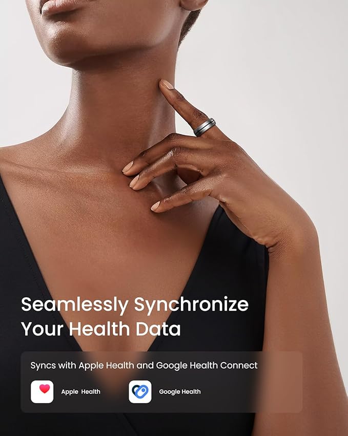 RENPHO Lynx Smart Ring, Size First with Sizing Kit, 7-Day Battery Life, Titanium, Waterproof, Subscription-Free App (Silver, Size 13)