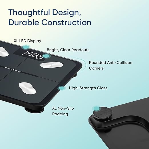 Etekcity Smart Scale for Body Weight, Bathroom Digital Weighing Scale with BMI, Body Fat, Muscle Mass, Accurate Bluetooth Home User Health Equipment Sync Apps