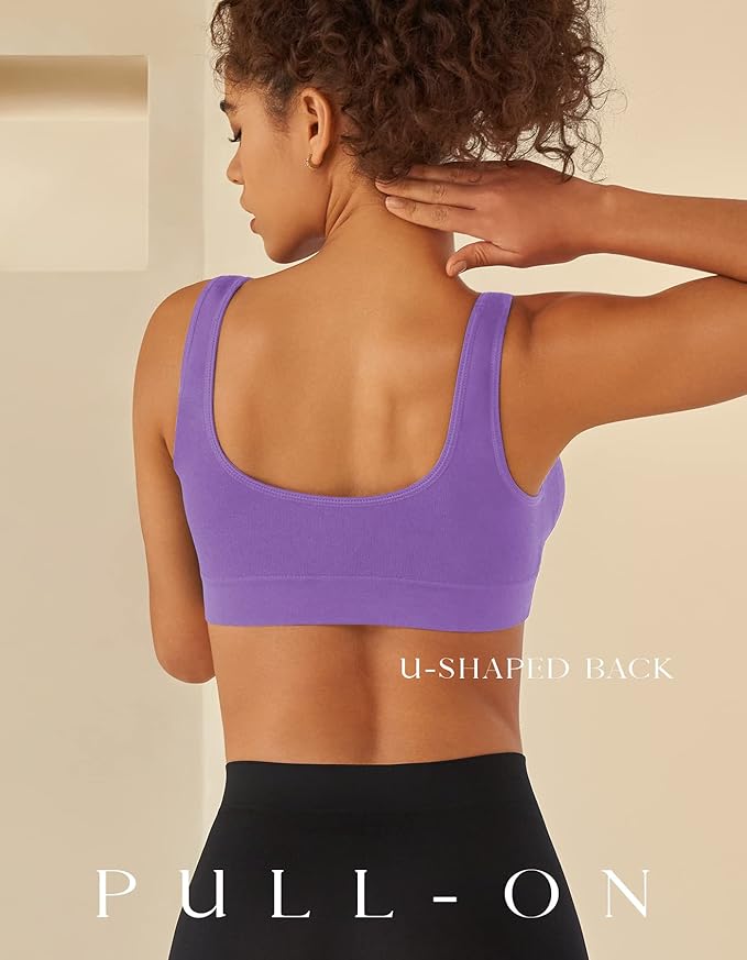 Womens Sports Bras, Yoga Comfort Seamless Stretchy Sports Bra for Women 3 Pack