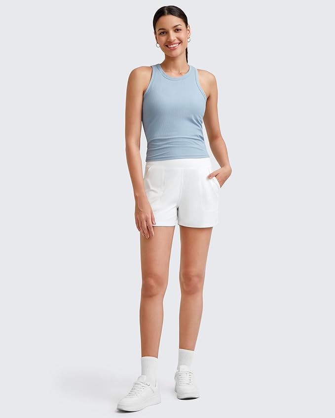 G4Free Workout Tank Tops for Women Slim Fitted Racerback Ribbed Athletic Gym Yoga Tanks Summer Casual