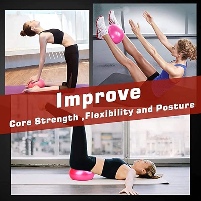 Small Exercise Yoga Ball for Pilates, Barre & Physical Therapy – Includes Air Pump, Anti-Burst, Easy to Inflate– Home & Gym Fitness Accessory
