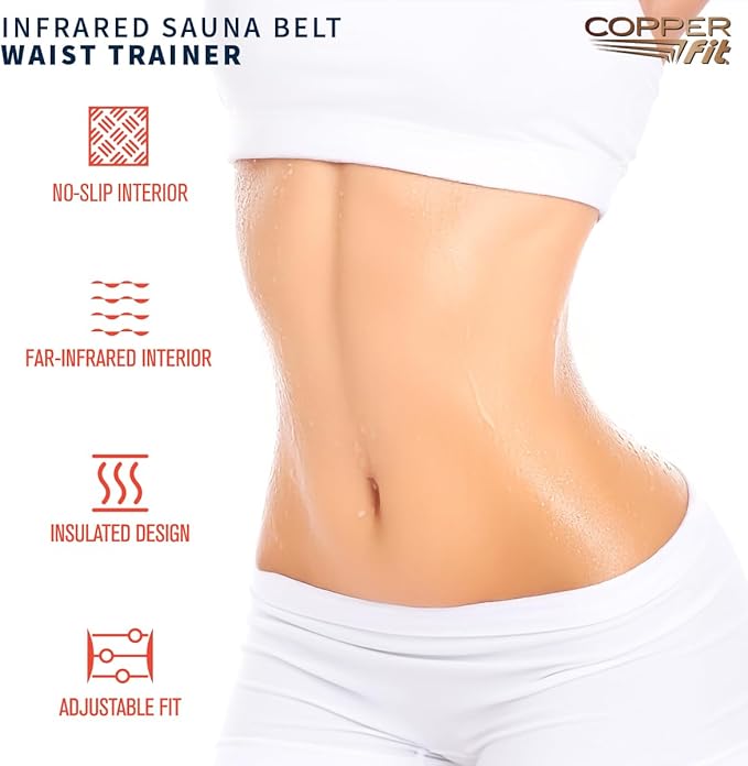 Copper Fit Infrared Sauna Belt Waist Trainer for Men & Women – Increases Sweat, Supports Core & Adjustable Compression