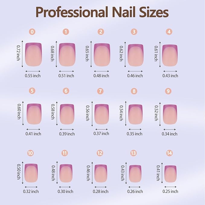 Misssix XBASICTIPS Purple French Tip Press On Nails, 150Pcs French Gel Nail Tips Short Square, Soft Gel Pre-shaped No Need to File 3 in 1 Tips, Fake Nails for Nail Art DIY Extension Designs 15 Sizes