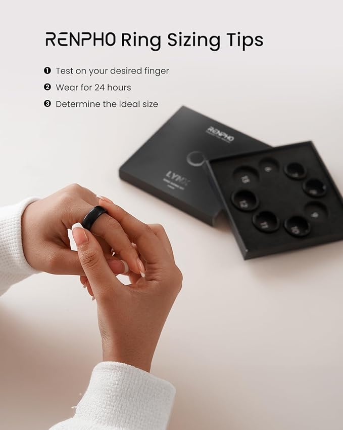 RENPHO Ring Sizing Kit for Lynx Smart Ring, Sample Ring Sizer (Black, Size 6-13)