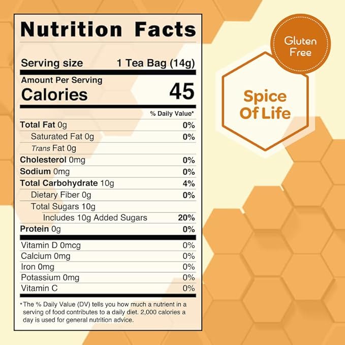 True Honey Chai Tea Bags - Providing Herbal Wellness - All Natural Organic Cinnamon, Clove, Coriander, Anise and Fennel Black - Blended with Honey Crystals Blended - 24 Count