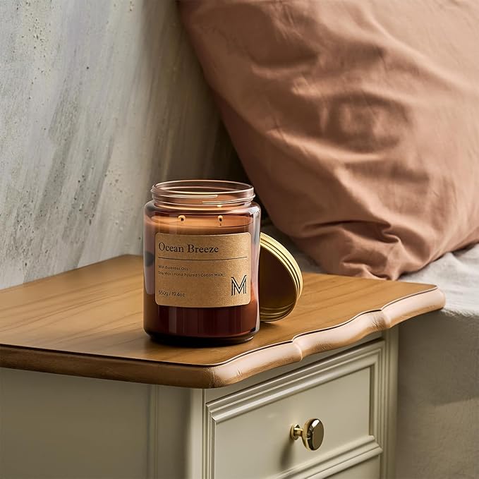 M&SENSE Oceanic Breeze Home Scented Candle | 19.4oz, 117-Hour Burn | Natural Organic Soy Wax | Long-Lasting for Stress Relief and Gifting | for Bedroom,Relaxing SPA,Office