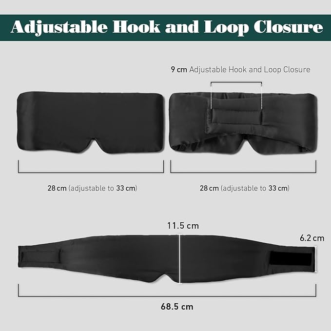 Joyhabit Silk Sleep Mask for Women and Men, Classic Black, Luxurious Comfort for Relaxation & Beauty Sleep, Ultra Soft & Breathable, Protects Hair & Skin