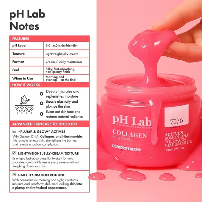 Collagen Jelly Cream, Boosts Skin Elasticity, Provides Glowing, Hydrating and Plump with Salmon DNA, 1.69 Fl Oz